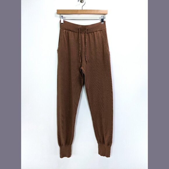 Modern Citizen Size S Womens High Waist Drawstring Knitted Leggings in Brown Tan - Picture 1 of 6